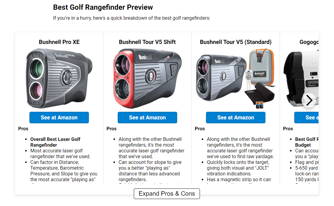 GolfBit Product Carousel